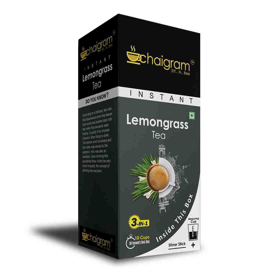 CHAIGRAM CHAIGRAM Cardamom Tea & Lemongrass Tea Instant Tea Premix (10 Sachets each pack, 10 x 14g =140g) Pack of 2