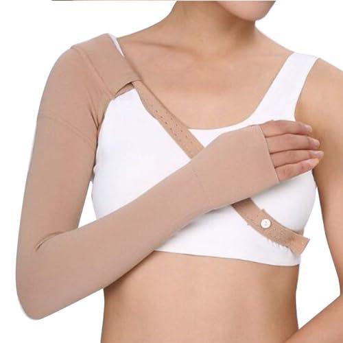 EZYFIT EZYFIT Medical Compression Arm Sleeves with Shoulder Strap and Support for Lymphedema | Graduated Compression - 20-30 mm/Hg | Post Mastectomy Sleeve for Lymphedema (LEFT HAND, MEDIUM)
