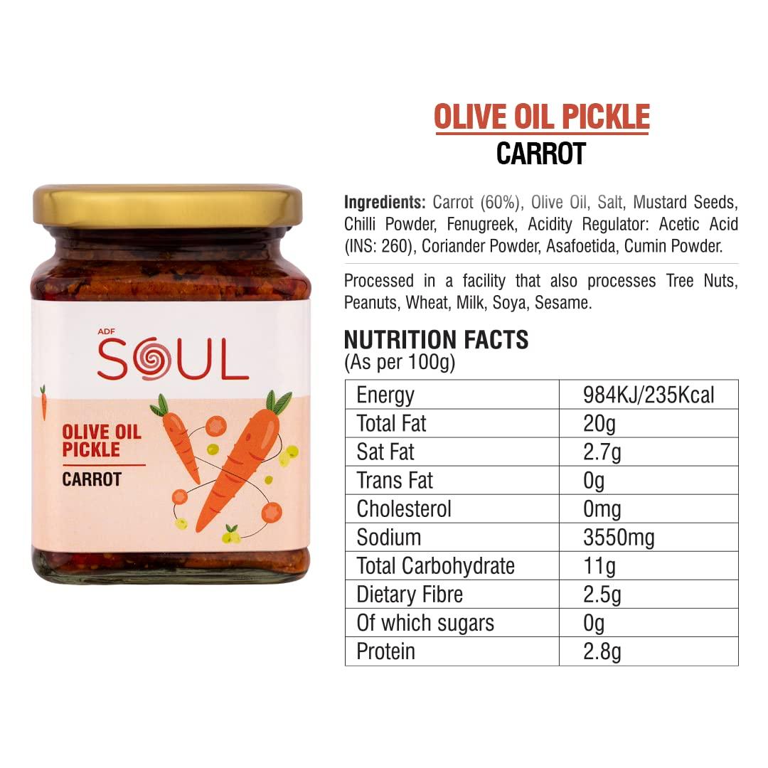 ADF Soul Soul Carrot Pickle in Olive Oil 265 Grams - A Flavorful Fusion Infused with Premium Olive Oil