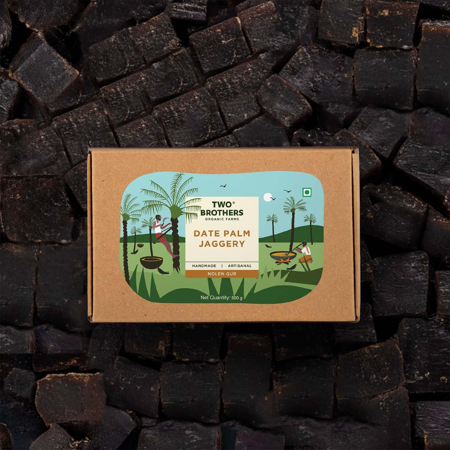 TWO BROTHERS ORGANIC FARMS Two Brothers Organic Farms Date Palm Jaggery/Nolen/Jhola Gur No Additives or Preservatives, Healthy and Tasty (Date Palm Jaggery Solid 1/2kg)