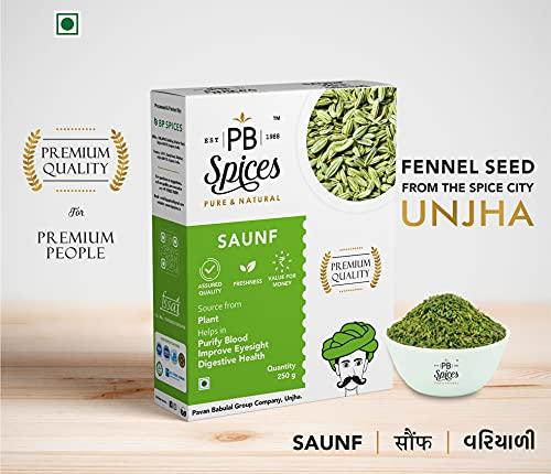 PB SPICES - PURE & NATURAL PB Spices - Saunf Whole - 250g, Jeera Whole - 250g, Red Chilli Powder - 250g, Turmeric Powder - 250g | Pure & Natural (Combo Pack)