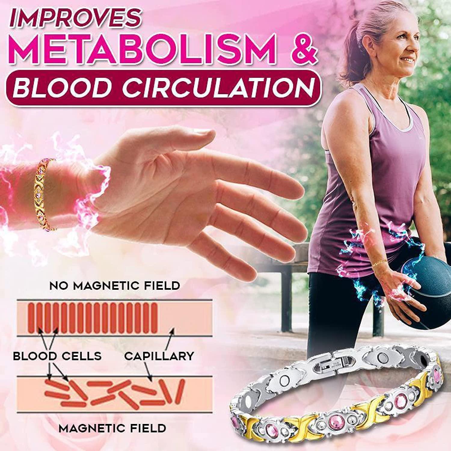 LPDM LPDM Magnetic Therapy Menopause Reliving Bracelet, Magnetic Bracelet for Women, Hot Flashes Menopause Bracelet, Energy Health Energy Bio-Magnetic Bracelets (GoldSliver)