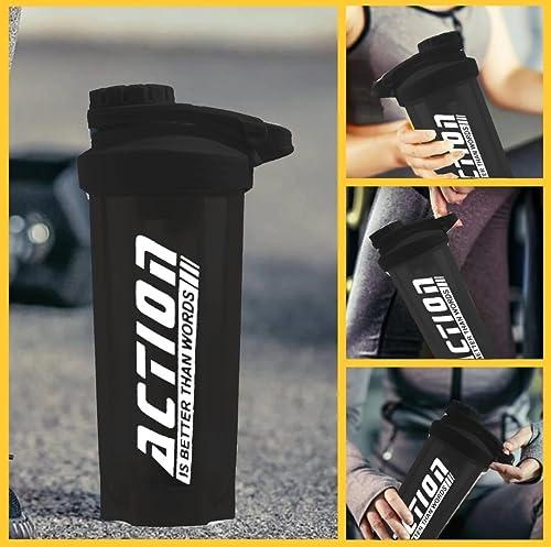 ELLEGIANT ELLEGIANT Gym Shaker Bottle for Protein Shake | Combo Pack with Portable Protein Powder Container | Supplement Powder Carrying Funnel with carbiner Key Chain |Combo Pack of 2 | 700 ML
