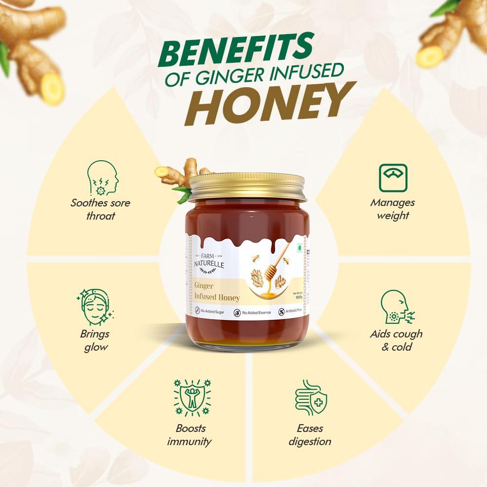 Farm Naturelle Farm Naturelle - Healthy Ginger Infused Honey 2.75kg |100% Pure Honey| Raw & Unfiltered|Unprocessed|Lab Tested Honey In Pet Bottle