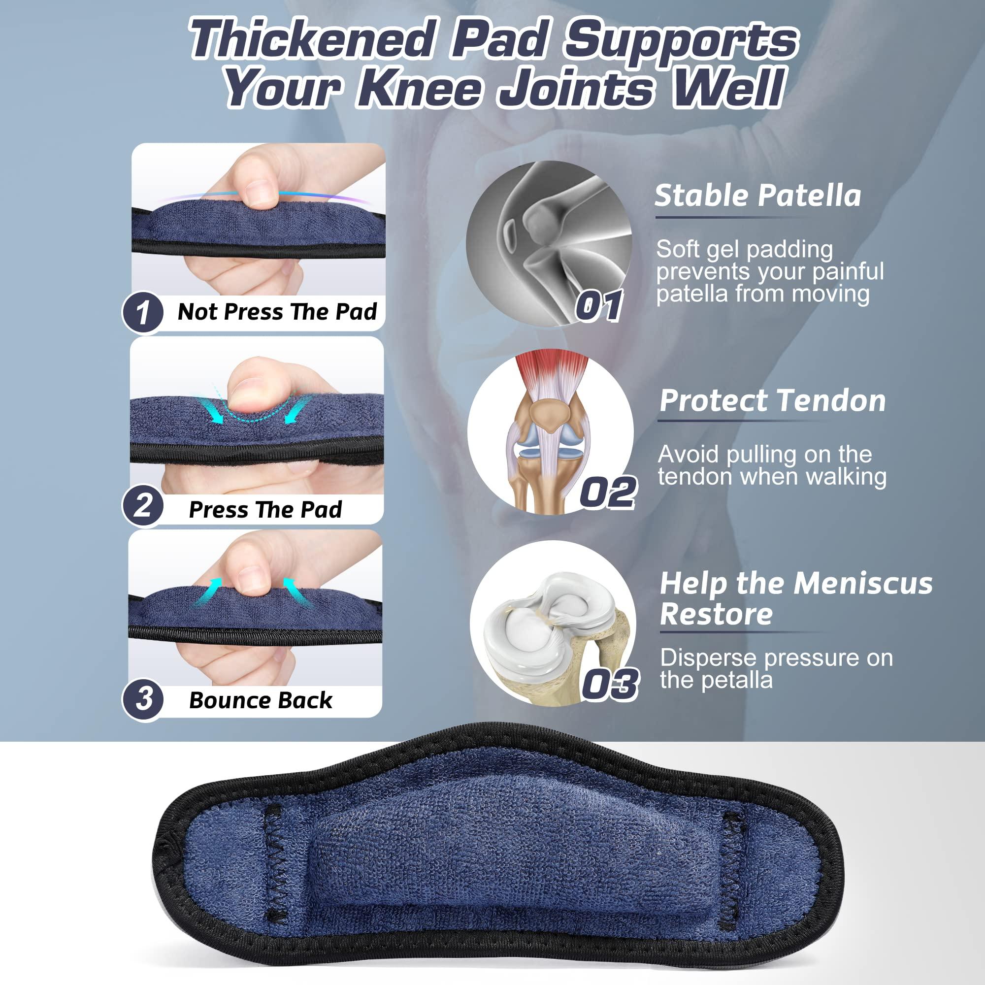 IPOW Ipow 2 Pack Knee Pain Relief & Patella Stabilizer Knee Strap Brace Support for Hiking, Soccer, Basketball, Running, Jumpers Knee, Tennis, Tendonitis, Volleyball & Squats, Black