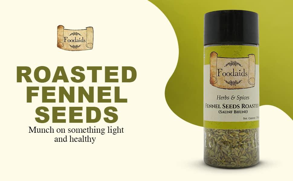 Foodaids Foodaids Roasted Fennel Seeds / Mukhwas Bhuni Saunf / Mouth Fresheners / After-Meal Snacks / Helps in Digestion- (100 Gm)