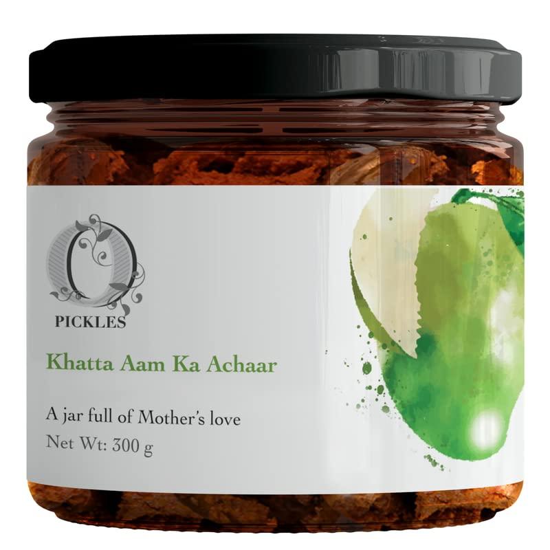 OPICKLES Opickles Khatta Aam ka Achar Homemade & Handmade Flavourful & Delicious Sour Mango Pickle Traditional Taste No added Preservatives & Chemical Free, 300 Gram pack