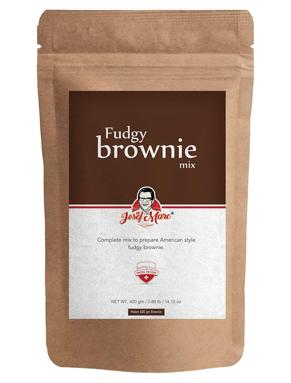 JOSEF MARC Fudgy Brownie Mix, 400g - Egg Free Brownie Mix, chocolate brownie premix, Non GMO l No Artificial added l Formulated In Switzerland