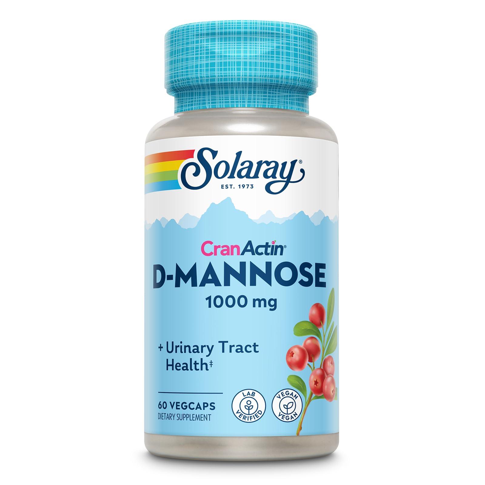 SOLARAY Solaray D-Mannose with Cranactin, 1000 mg, 60 Count