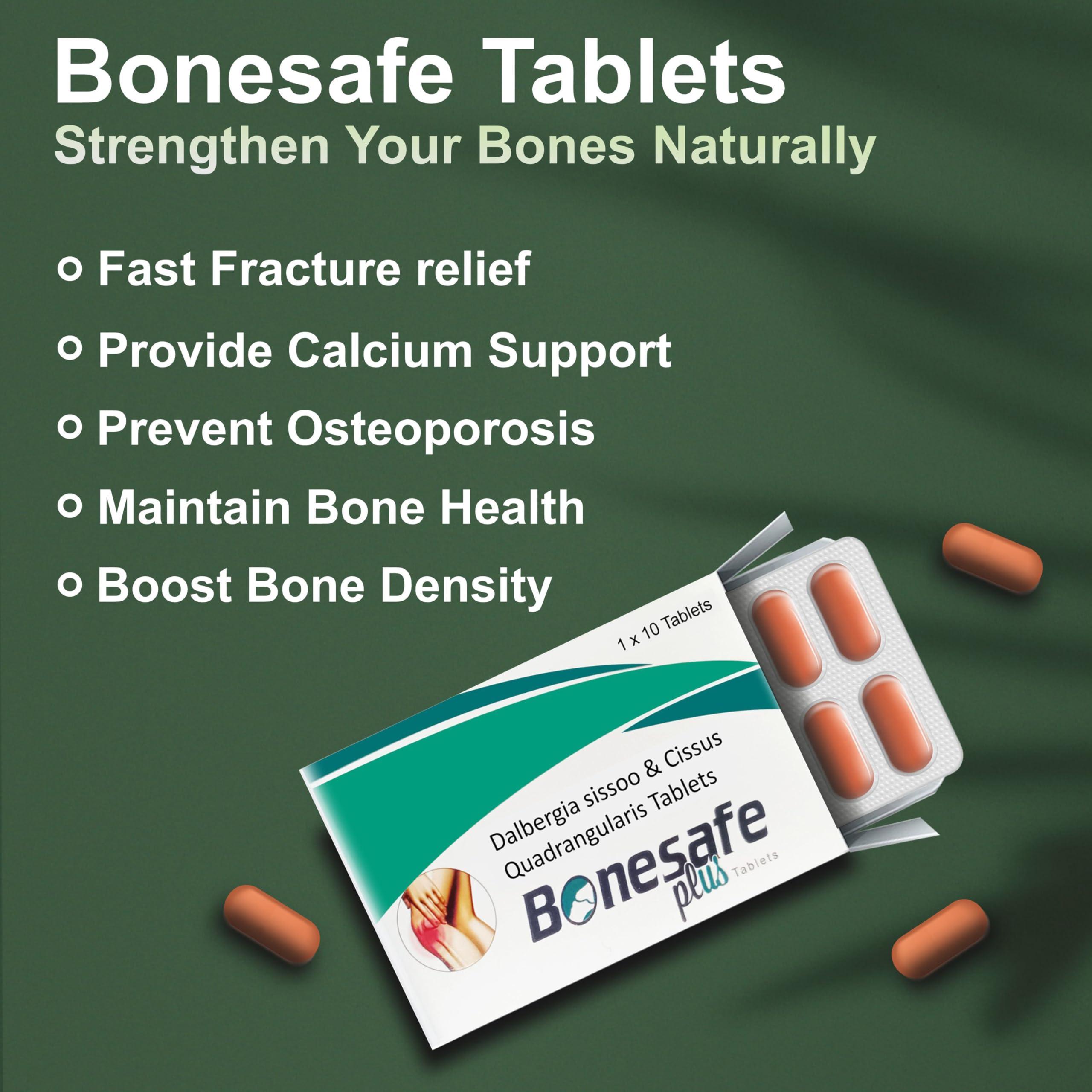 MARC REAL GOLD Bonesafe Plus Tablet - Dalbergia Sissoo & Cissus Quadrangularis (Hadjod) Extract tablets, Low Bone Density Supplement,Stronger Bones and Joint Health for Women and Men (10 Tablets)