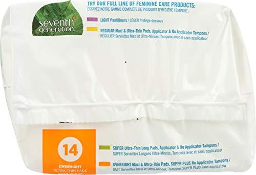 Seventh Generation Seventh Generation Ultrathin Pads Overnight with wings Free & Clear Chlorine Free 14ct