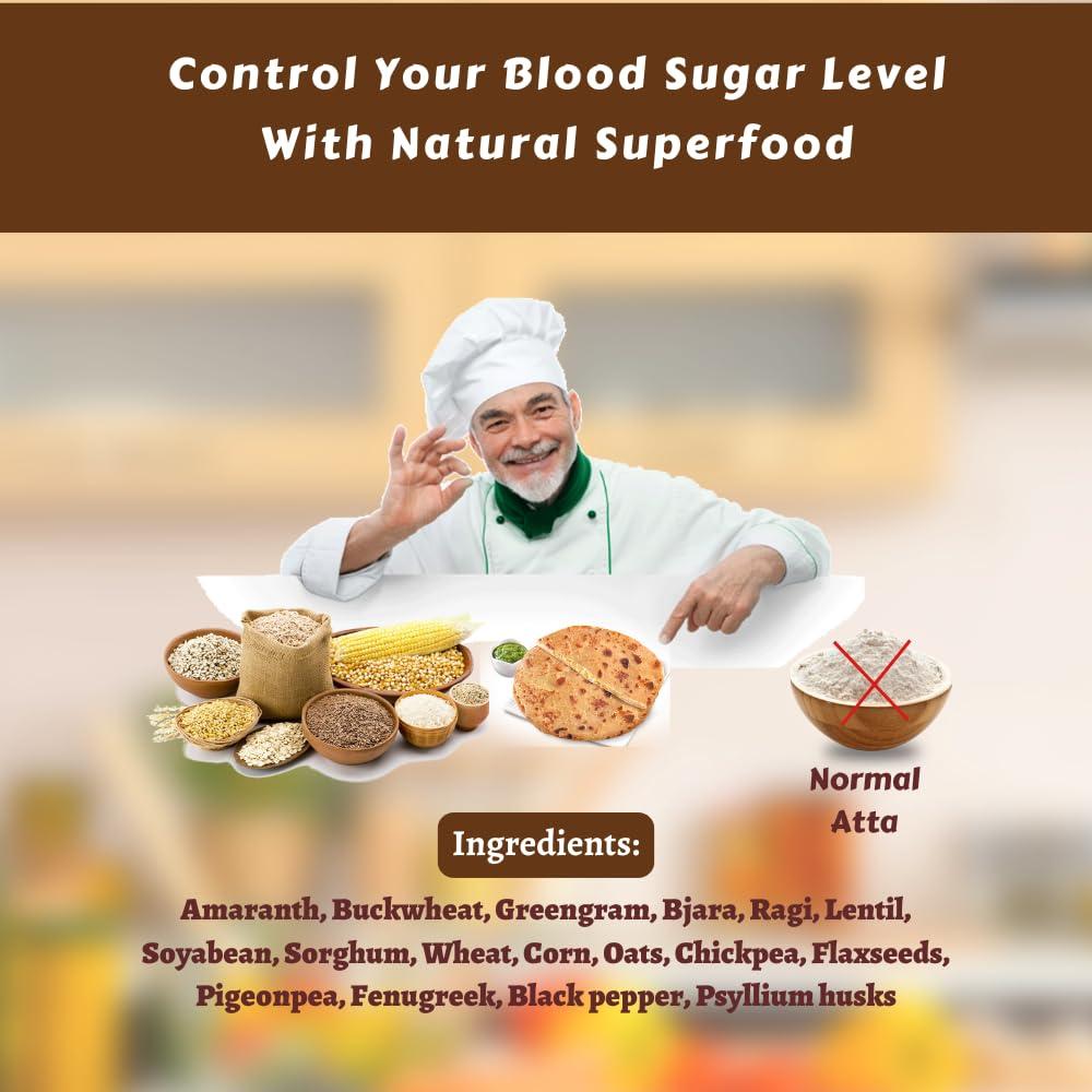 Grainva Grainva Sugar Free Attar or Flour 500gm Pack of 2 | Clinically certified Low GI| Helps Control Blood Sugar Levels Naturally | High Fiber | Diabetic Friendly | Multi Millet Mix | Multigrain Atta