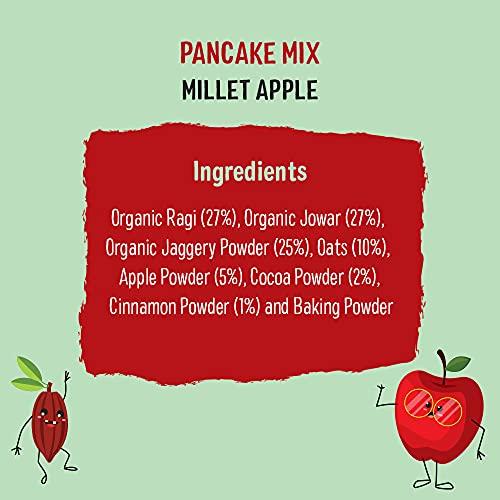 Timios Timios Organic No Maida Millet Pancake Mix-Apple with Cocoa|Made with Whole Grains, Jaggery and Sprouted Nutrition| Instant and Healthy Breakfast,300gm