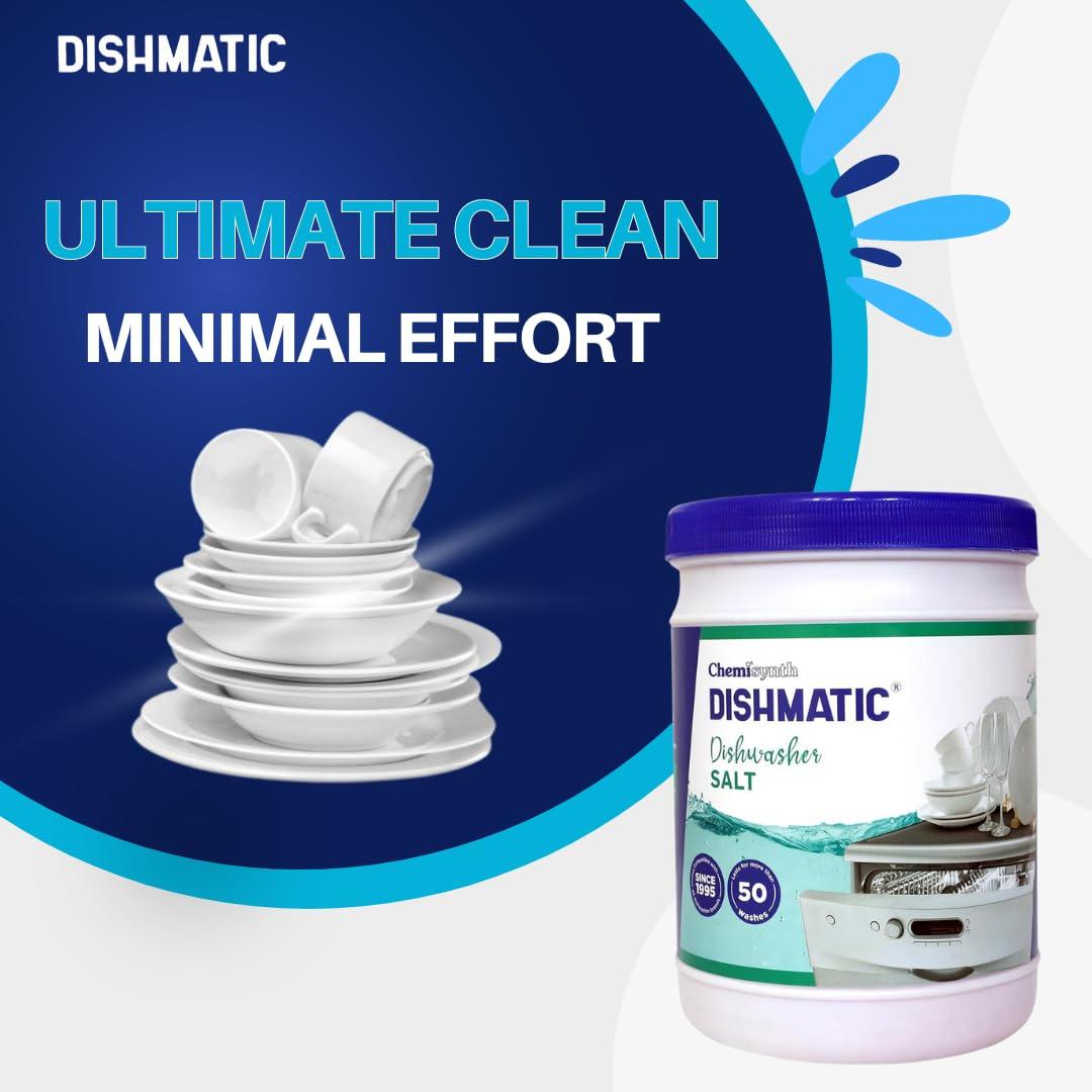 Dishmatic Dishmatic Dishwasher Detergent, Salt and Rinse Aid (1 kg * 1kg * 250 ml) | Automatic Dishwashing Powder & Liquid Combo Pack | Compatible with All Dish Washer Machine