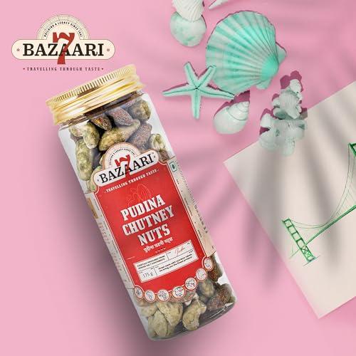 7 BAZAARI 7 BAZAARI Pudina Chutney Roasted Trail Mix 175g - Blend of Almonds, Cashews, Peanuts | No Oil Added | Healthy & Tasty Nuts and Dry Fruits, Crunchy Snack, Gluten-Free
