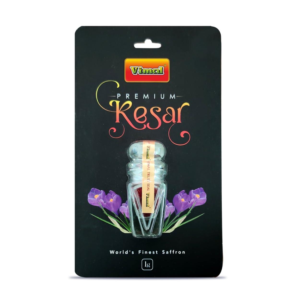 Vimal Vimal Premium Kesar Original & Pure Saffron for Tilak | Pack of 1 Glass bottle (1g x 1) | Biryani | Improved Health