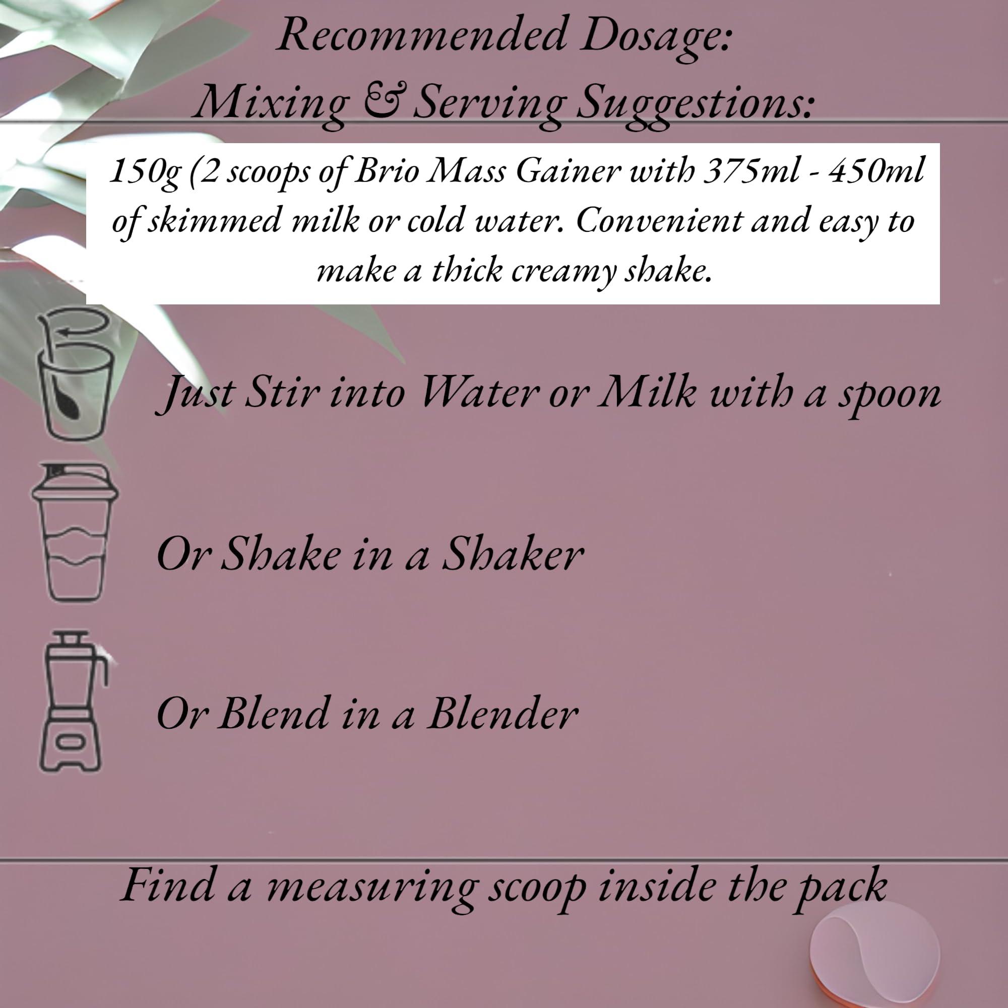 BRIO NUTRITION BRIO NUTRITION Mass Gainer High Protein Complex Carbs Blend With Easy To Digest Formula Barley Malt Probiotics | Gainer - 3kg Pack (Mango Mania Flavour)