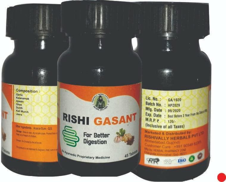 RISHIVALLY HERBALS PVT Ltd RISHIVALLY HERBALS Rishi Gasantak Ayurvedic Herbal Supplement (45 Tablets)