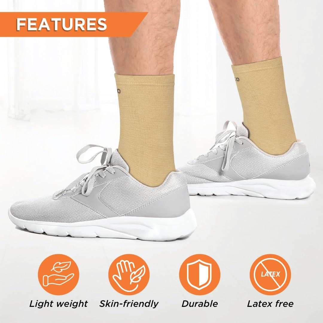Vissco Vissco Anklet, Ankle Support for Injured Ankles, Arthritic Pain, Swelling, Stiff Joints, Pain Reliever for Strained or Sprained Ankles - Large (Beige)