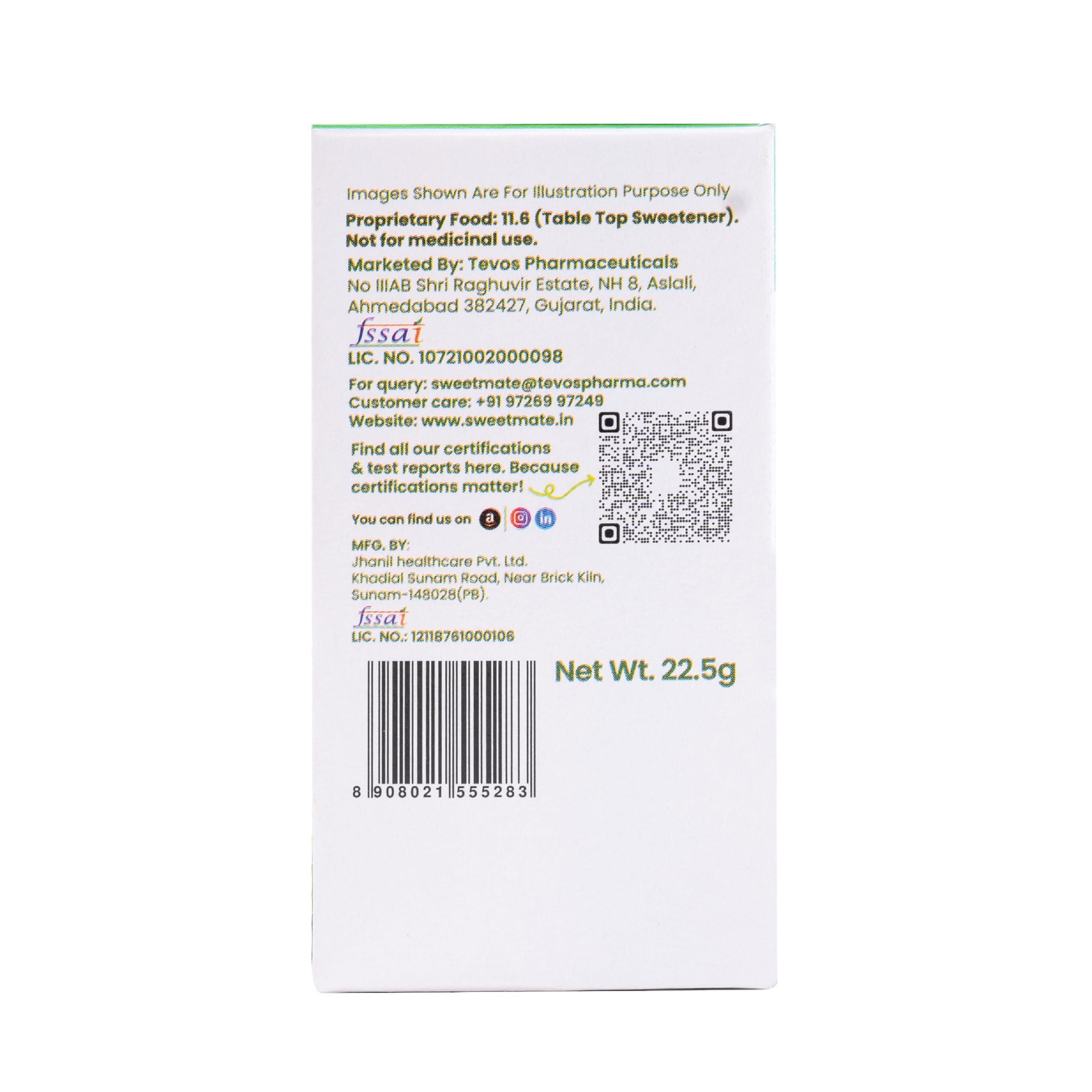 Sweetmate Sweetmate Stevia Sachets 600 (100 Sachets x Pack 6) Servings 100% Sugar Free Vegan Keto Friendly Natural Diabetic Friendly Plant-Based Sweetener Powder with Zero Stevia leaves Powder