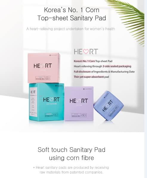 JilGyungYi JilGyungYi [JGY] South Korean Heart Sanitary pad Over-Night 7pcs. Cornstarch Sheet, Reduces Skin irritatiion, Complete Three Sided Sealing, an airy pad, Contains no Harmful Formula (Heart Sanitary Pad -Size XL) Made in South Korea