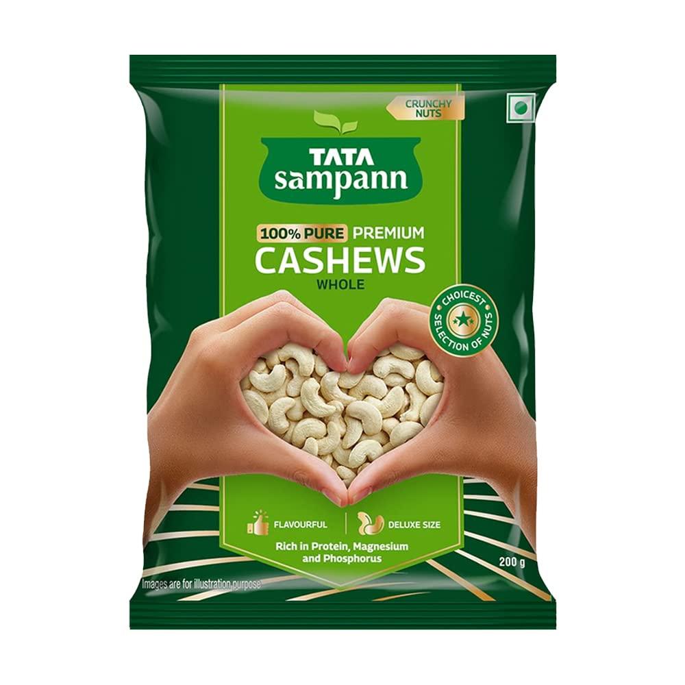 Tata Sampann Tata Sampann Pure Cashews Whole | Kaju | Rich in Protein, Magnesium, and Phosphorus | Hand-picked Nuts & Dry Fruits | 200g & Tata Sampann Unpolished Kala Chana, 1kg