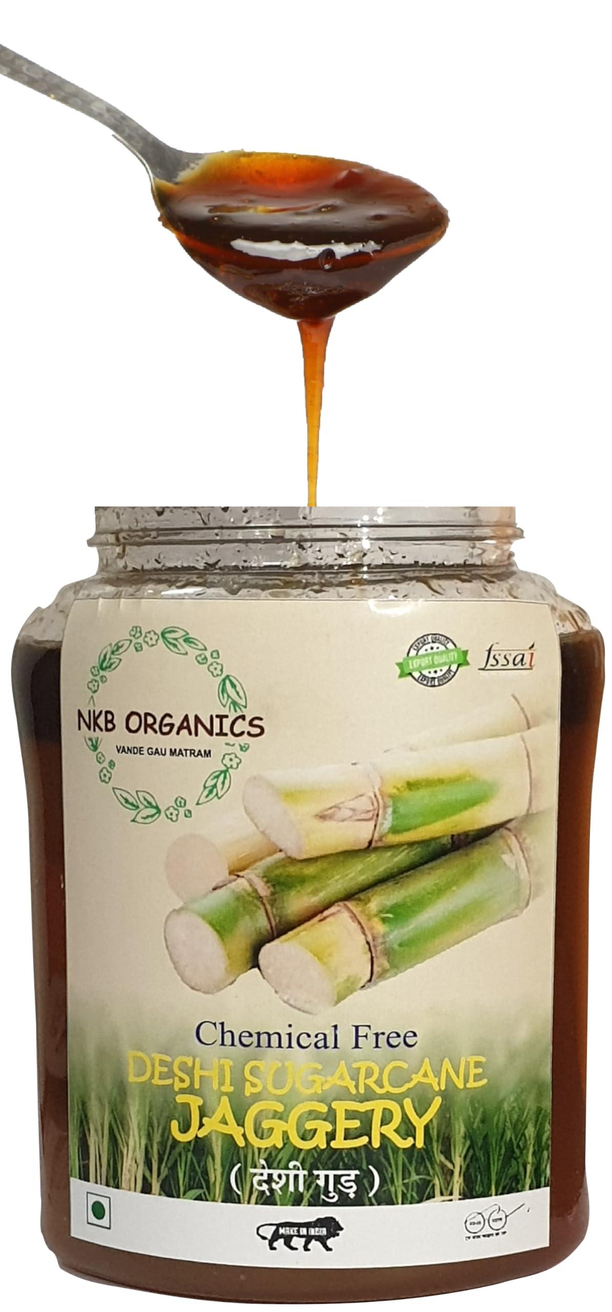 NKB Organics NKB Organics Desi Sugarcane Jaggery | Gur Jaggery | Jaggery | Sugarcane | Desi Gur | Gur | Gud | Liquid Jaggery | Sugarcane Jaggery Syrup 100% Chemical Free (Sugar Substitute) 500 Gram