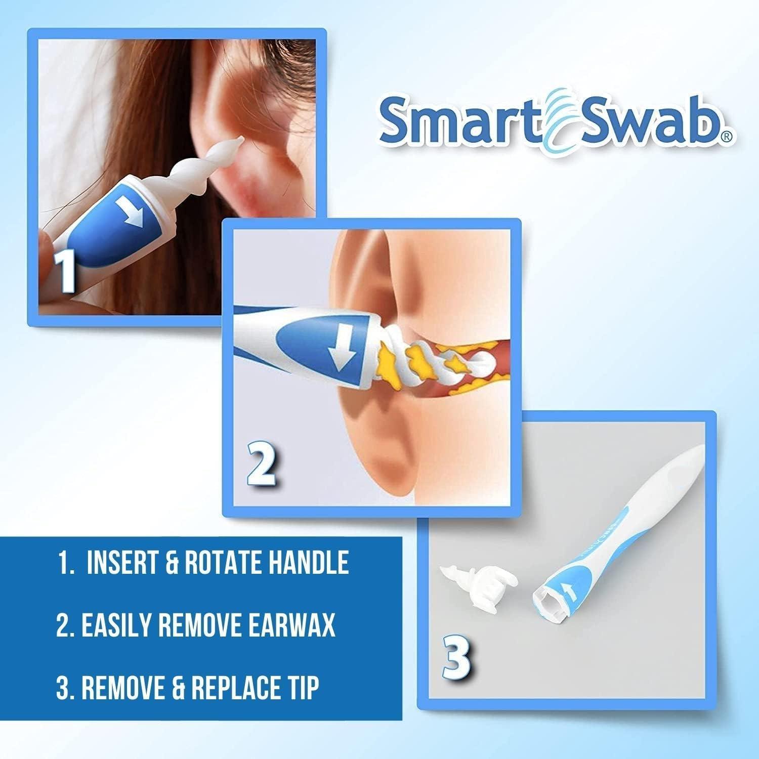 ALI SHIPPING SMART SWAB Ear Cleaner Kit - Safe, Easy Ear Wax Remover Tool for Adults, Reusable Ear Cleaning Device with Replacement Tips, Best Ear Hygiene Solution for Wax Buildup and Effective Ear Cleaning*