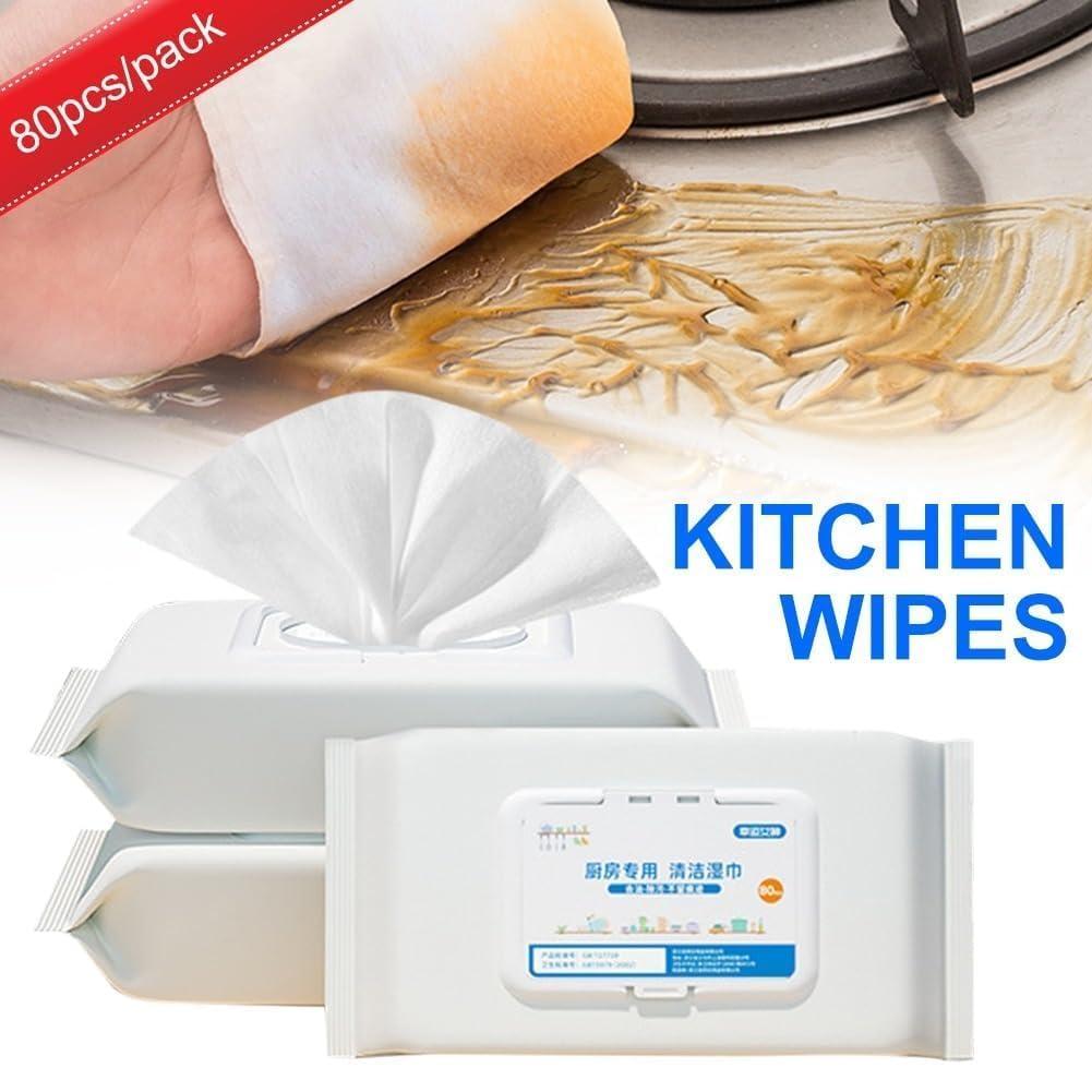 KBDev KBDev 80 pcs Kitchen Cleaning Wipes | Strong Decontamination Kitchen Wipes | Disposable Kitchen Wet Wipes Household Cloth Towel For Removing Grease Stains And Cleaning Glass Table Wet Tissue Wipes