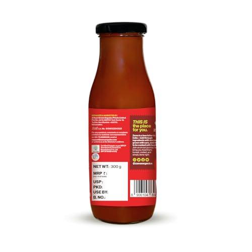 Zama Zama Organics Tomato Ketchup 300g Glass Bottle | Tomato Sauce | Organic ingredients | Organic Tomatoes | Tangy And Raw Flavour | Traditionally produced | No artificial Dyes and flavours