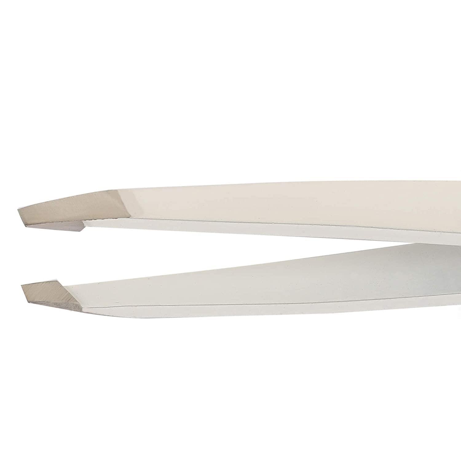 GRETA Greta White & Pink Colour Tweezer Plucker Set Precision Tweezers For Eyebrows, Ingrown Hair, Plucking Daily Beauty Tool Set Of 2 Pcs With Travel Case (PINK & WHITE)