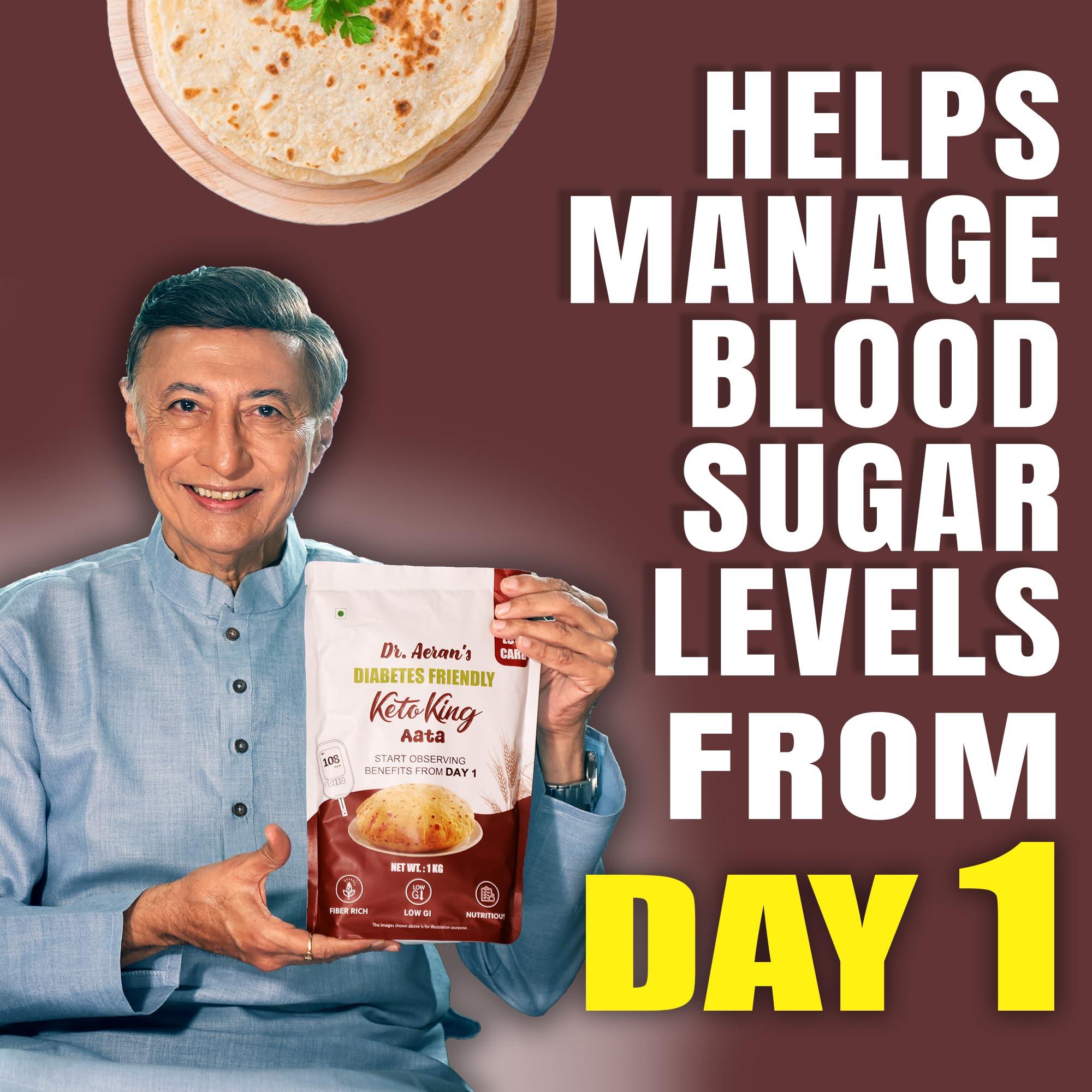 Dr. Aeran\'s Dr. Aeran\'s Diabetes Friendly Keto King Atta, 5Kg, Ultra Low Carb, Low GI Atta for Sugar Release Control, Diabetic Atta For Diabetic Care, High Fiber Flour, Sugar Control Keto Atta