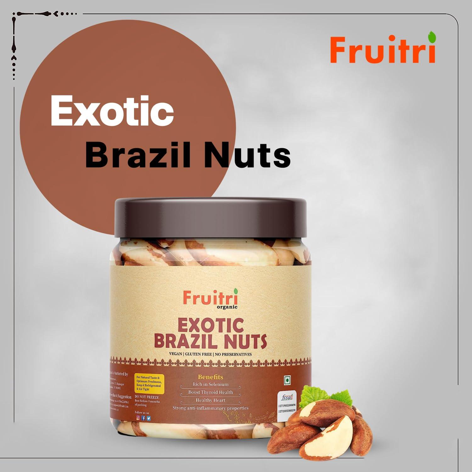 Fruitri Fruitri Premium Brazilian Nuts 100g, Rich in Selenium and Magnesium, Handpicked Exotic Brazil nuts dry fruits, Jar pack