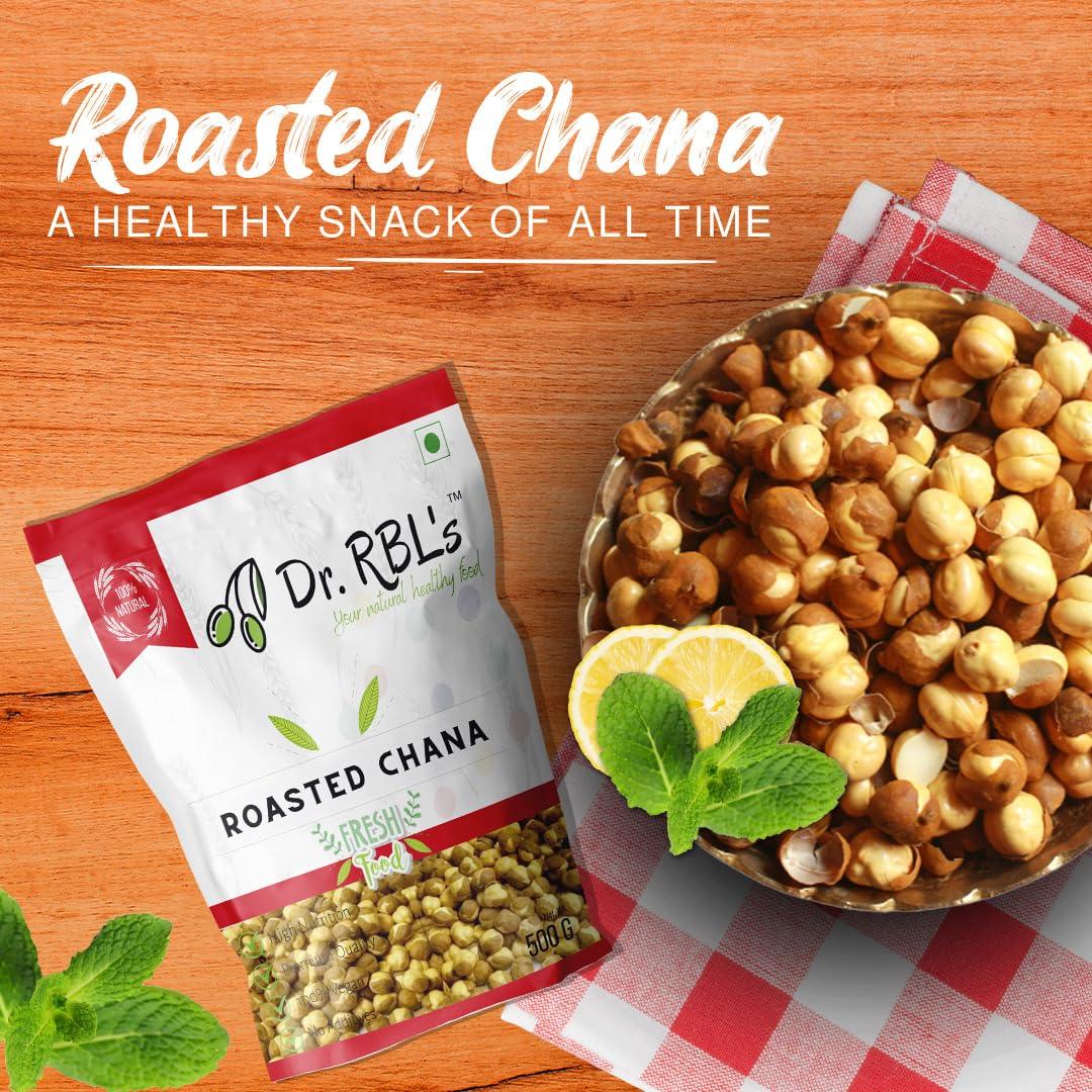 Dr. RBL's Dr. RBL\'s Roasted Chana (Bhuna Hua Chana) | Unsalted Roasted Gram/Chickpeas gram | Healthy Snack with High Protein, Fiber and Nutrients -Pack of 6 (3 KG)