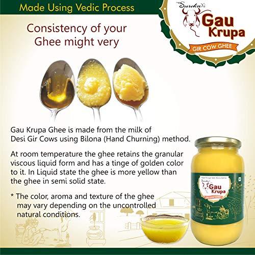 GauKrupa GauKrupa A2 Gir Cow Pure Gir Cow Desi Ghee A2 | a2 Bilona Method Desi Ghee | 100% Desi Gir Cow | Grassfed, Cultured, Premium & Traditional Ghee 1L (1000 Ml (Pack of 1))