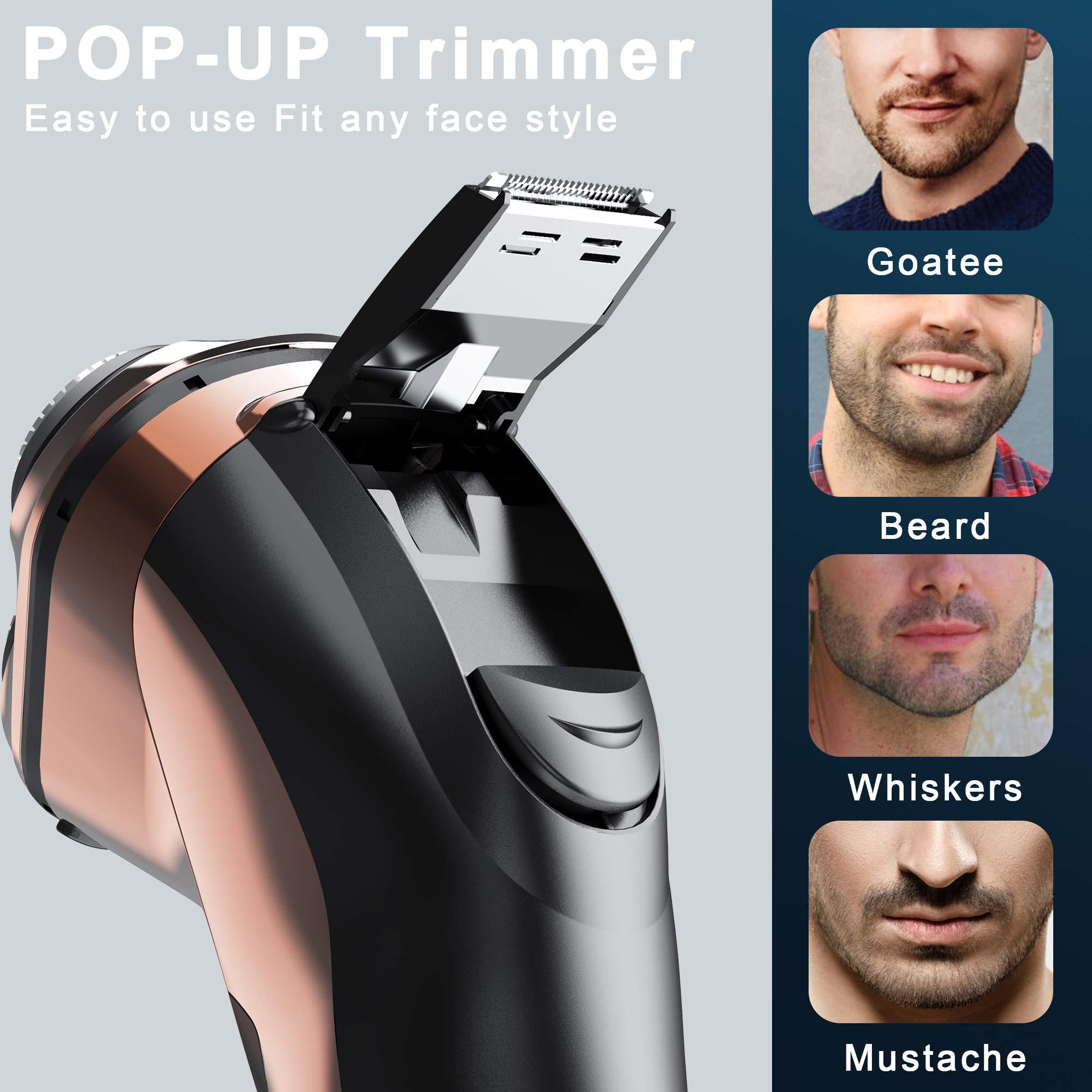 Hatteker Hatteker Electric Shaver Men Razor Rotary Shavers with Pop-up Sideburn Trimmer Waterproof Wet Dry Cordless Rechargeable