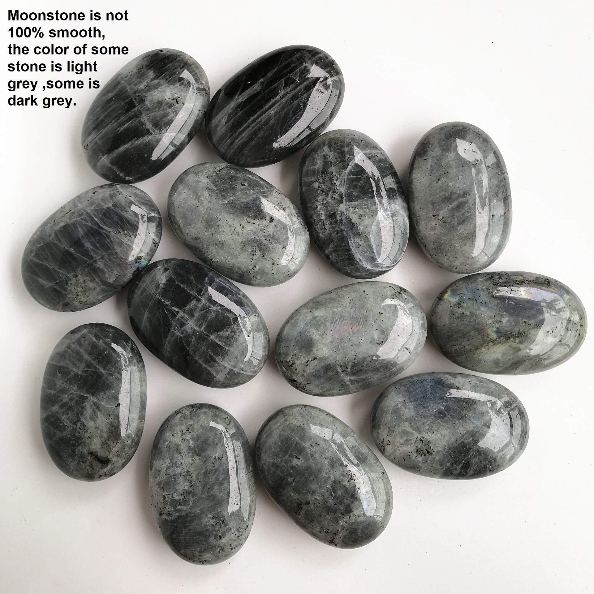 Loveliome Loveliome Moonstone Polished Stones, Oval Palm Pocket Healing Crystal Massage Spa Energy Stone
