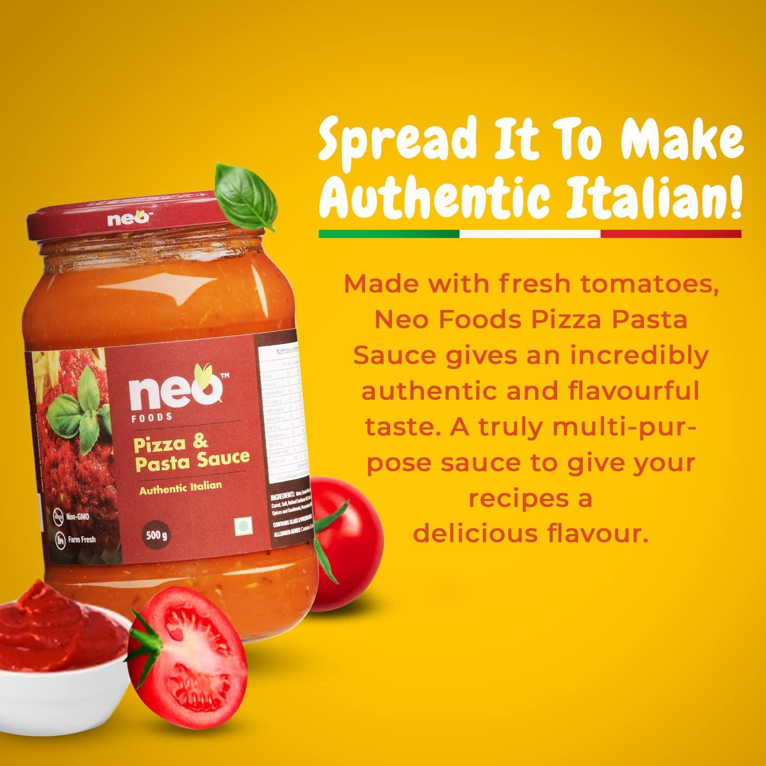 Neo Neo Pizza Pasta Sauce 500g & Hot Sauce 215g I Made with Ghost Peppers (Bhut Jolokia Chilli) I Topping & Dip for Snacks,Mix with Cheese,Mayonnaise I Ready to Eat I Farm Fresh I Vegan