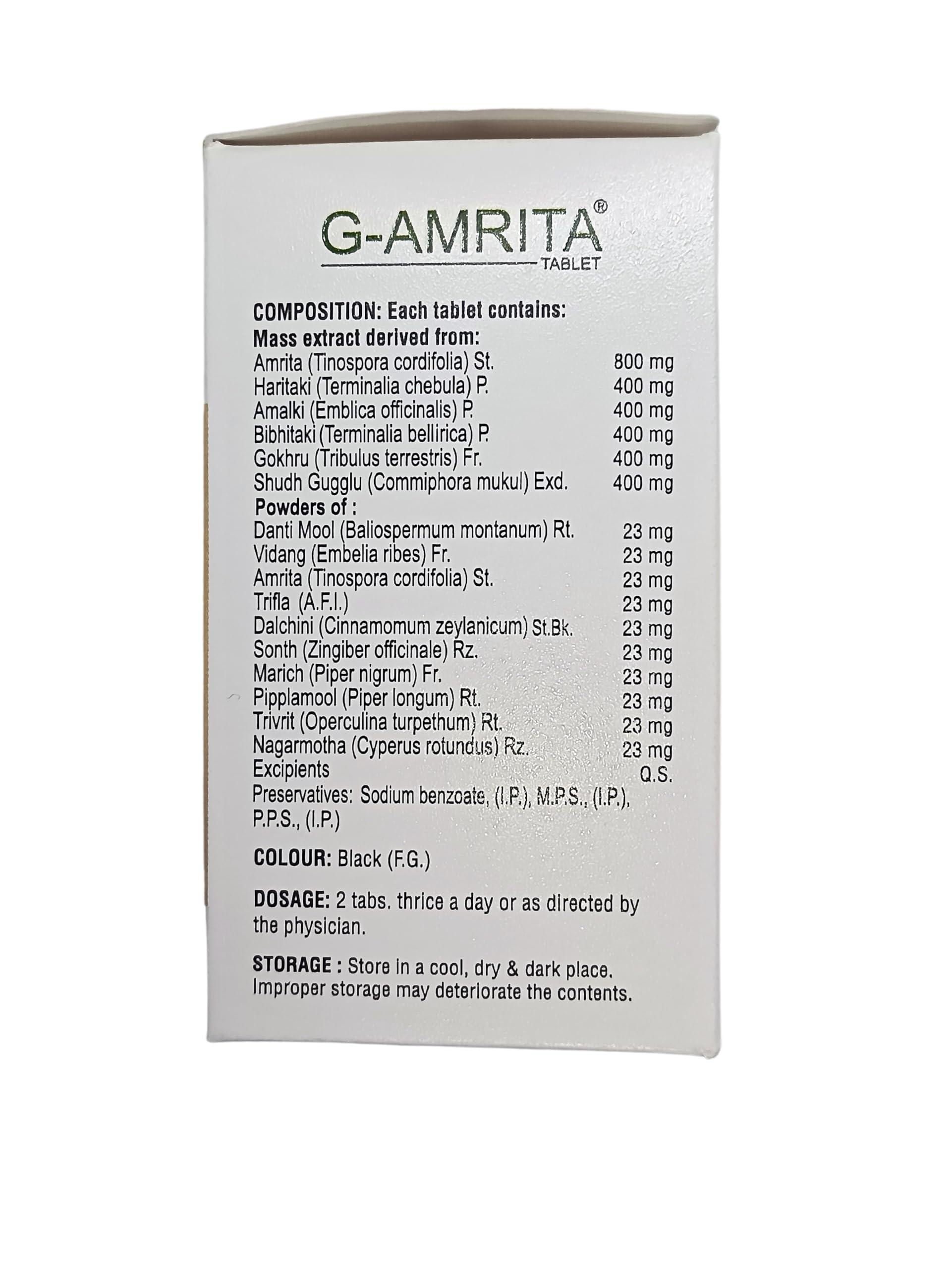 Shree Dhanwantri Herbals SDH Natural\'s G Amrita Tablets - Helps in Gout, Joint Pain Relief by Healthy Uric Acid Level, Helps Reduce Swelling and Pain, Natural Supplement for Joint care, Ayurvedic (Pack of 4) (240 Tablets)