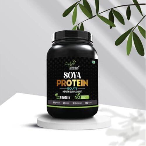 TREOWNUT TREOWNUT Soya Protein Isolate - Unflavoured Vegan Protein Supplement Powder with 27g Protein Per Serving - Perfect Plant-Based Protein Source for Vegans Fitness Enthusiasts