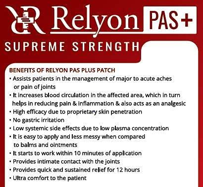 RELYONPAS+ RELYON PAS+ Herbal Pain Relief Patches - Muscle - Knee - pain releiver -World First patch with Boswella -Instant Releif Plaster & Patch (10 Patches)