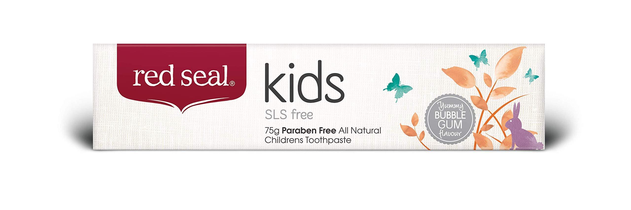 Red Seal Red Seal Toothpaste for Kids Non Fluoride & No SLS or Parabens Mild Banana Peach Bubblegum Low Mint Flavor, Safe to Swallow Cavity Low Abrasive Remineralizing Toothpaste for Children (2 Pack)
