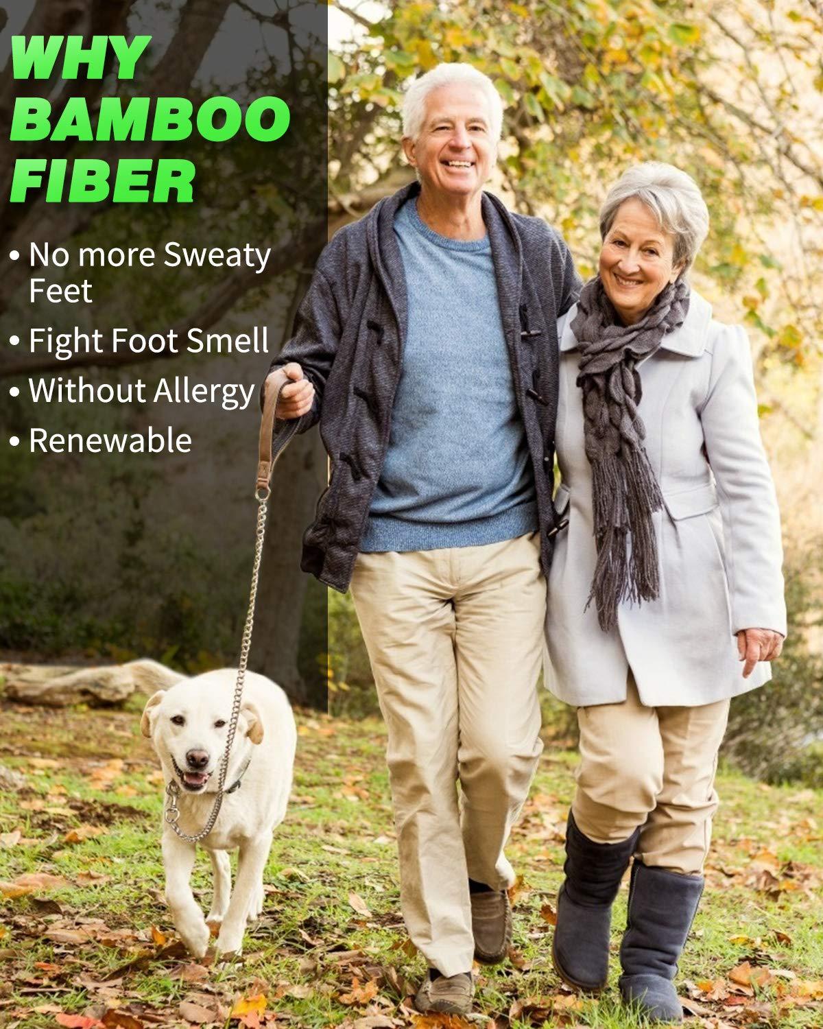 LIN LIN Diabetic Socks for Men & Women, 6 Pairs Crew/Ankle Socks with Cushion, Non-Binding, Extra Wide Top, Loose Fit