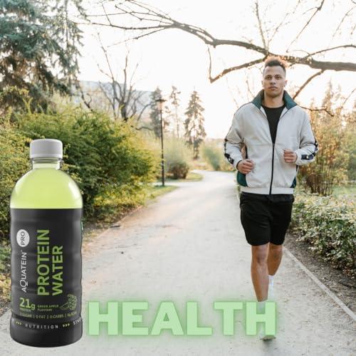 AQUATEIN AQUATEIN PRO - PROTEIN WATER - 21 Grams Protein - Pack of 8 - Sugar Free, Fat Free, Carb Free - Your Best Protein Buddy (Green Apple)