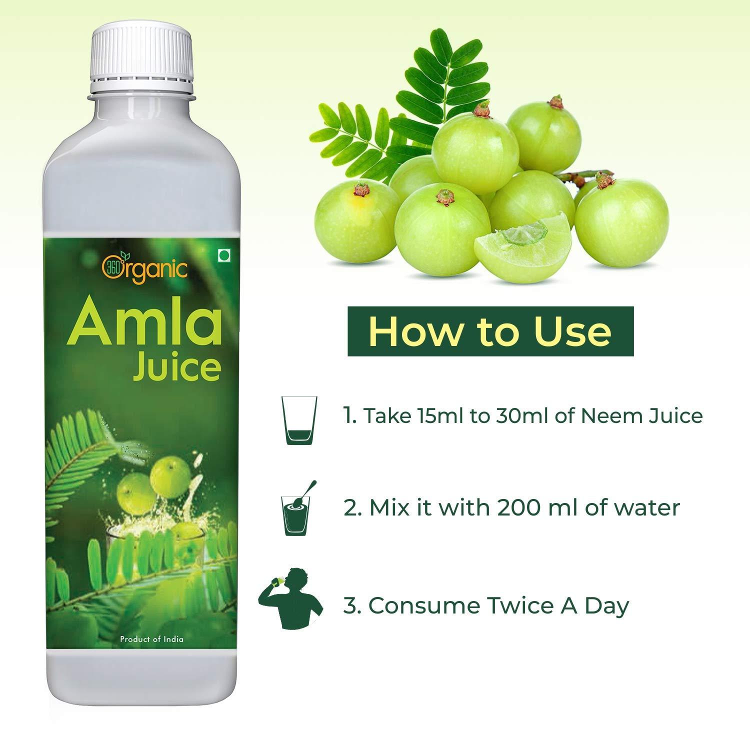 360 DEGREEORGANIC 360 DEGREEORGANIC Organic Amla Juice Natural Immunity Booster|Rich In Vitamin C|Digestion Booster-500 Ml(Pack 1)
