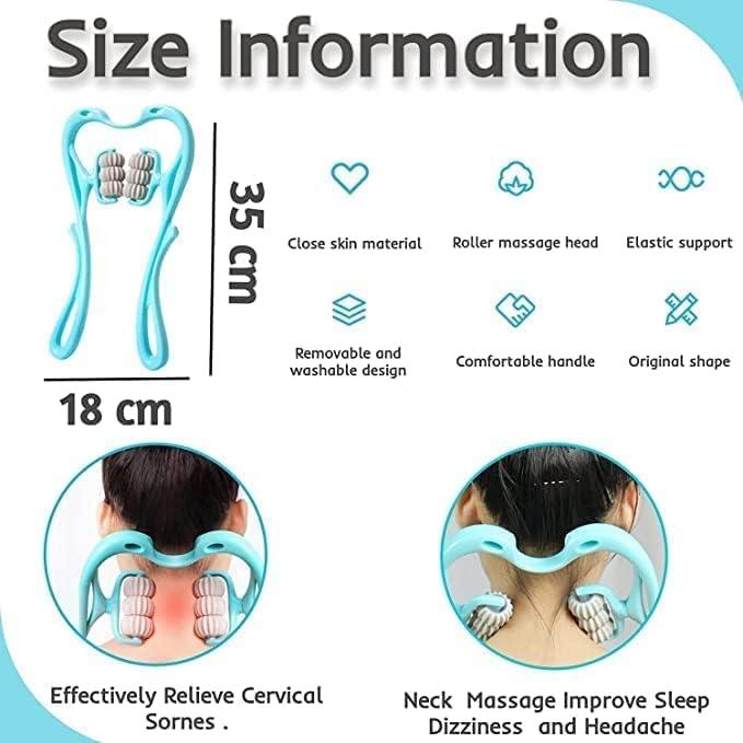 JIGVA Jigva NECK MASSAGER ROLLER 6 Wheel Dual Pressure Point Cervical Neck Massager Pinpoint Roller Neck Spine Massage Tool