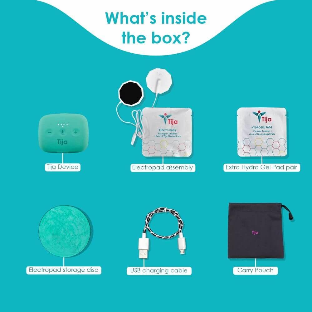 Tija TIJA - Period Pain Relief Wearable Device Instant Relief from Menstrual Cramp & Period Pain Rechargeable 2-year warranty Easy to Wear Instant Pain Reliever with TENS Technology. Colour (Turquoise)