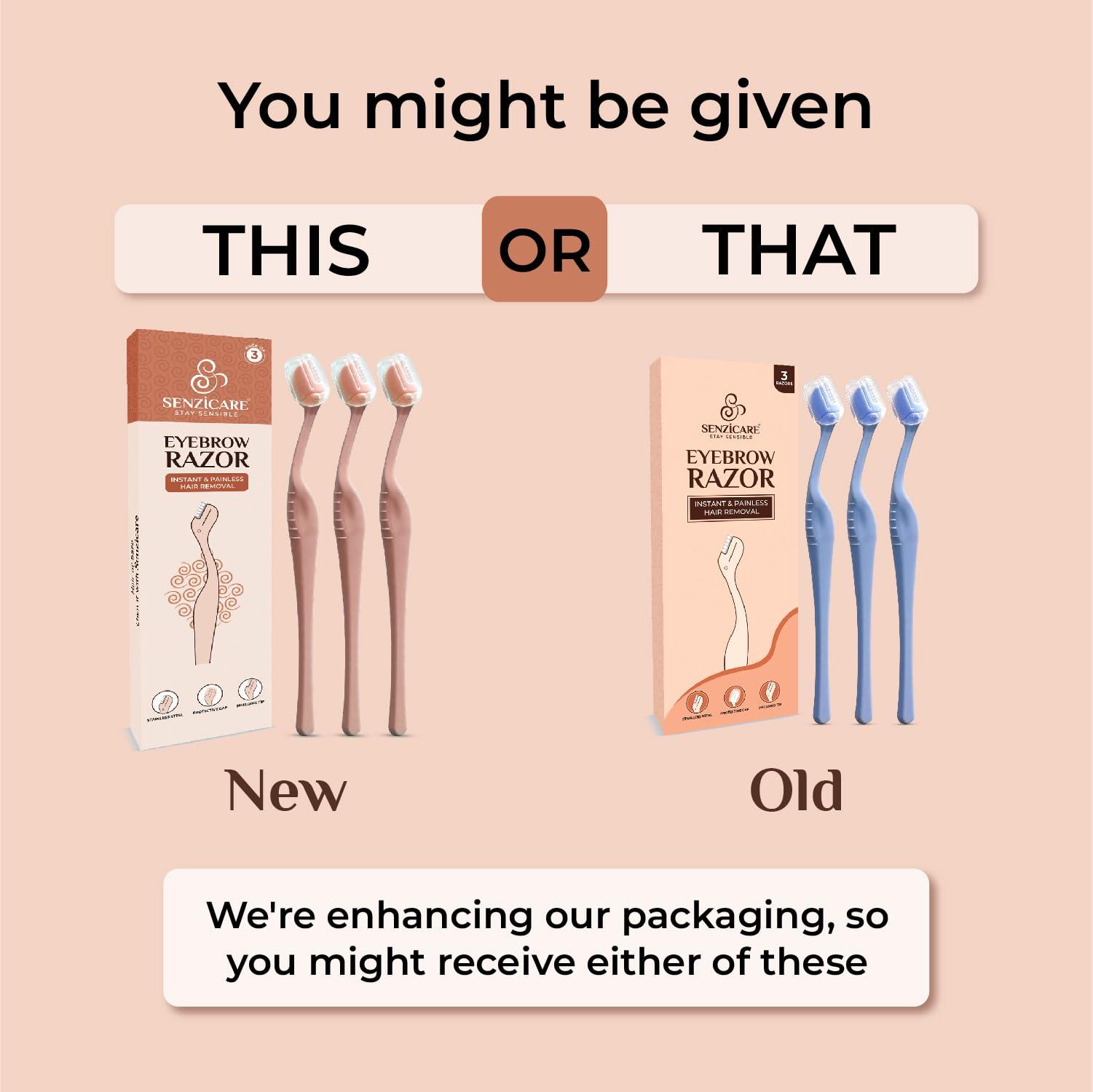 Senzicare Senzicare Eyebrow Razor | Eyebrows, Upper Lip, Targeted Corner Hair | For Salon-Like Eyebrows No Cuts | Safe & Hygienic (3 units) And Aloe Vera Gel