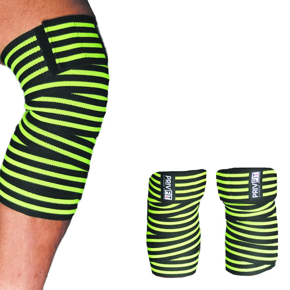 PRIVFIT Knee Wraps for Squats - Knee Support Weight Lifting, Knee Straps for Weightlifting, Gym, Powerlifting, Crossfit, WOD, Cross Training, Women & Men