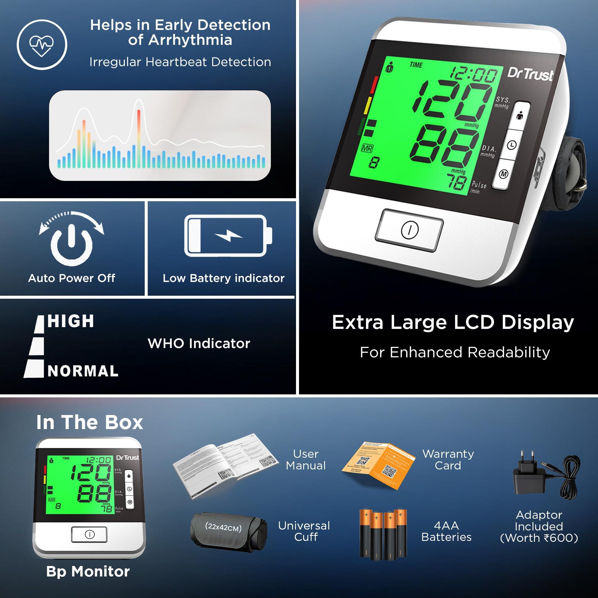 Dr Trust Dr Trust(USA) Goldline Talking Automatic Digital Bp Monitor Machine, 3 Color backlight (Includes Adapter, Carry Bag, Batteries)- 103